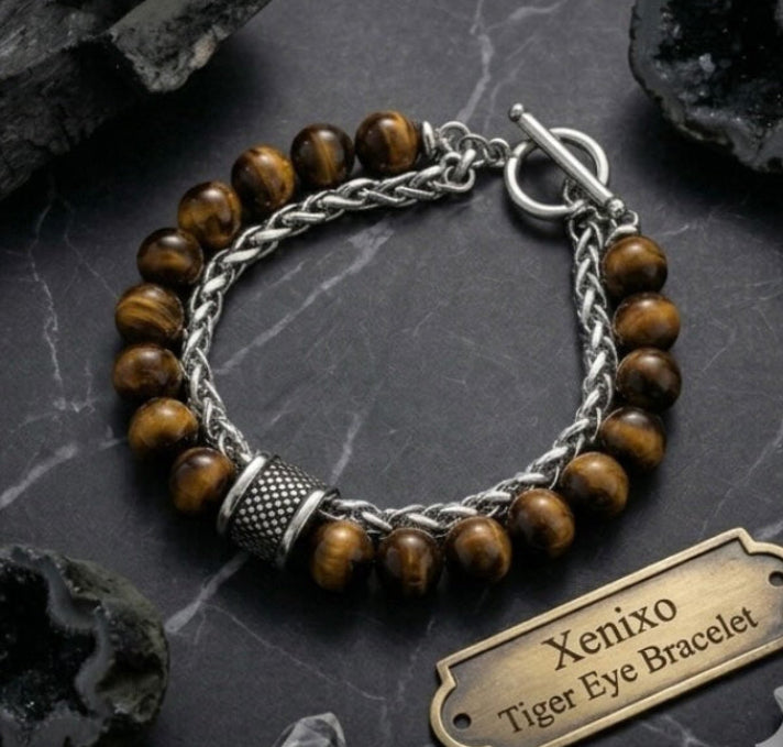Xenixo Horizon Matte Map Stone & Tiger Eye Bracelet
