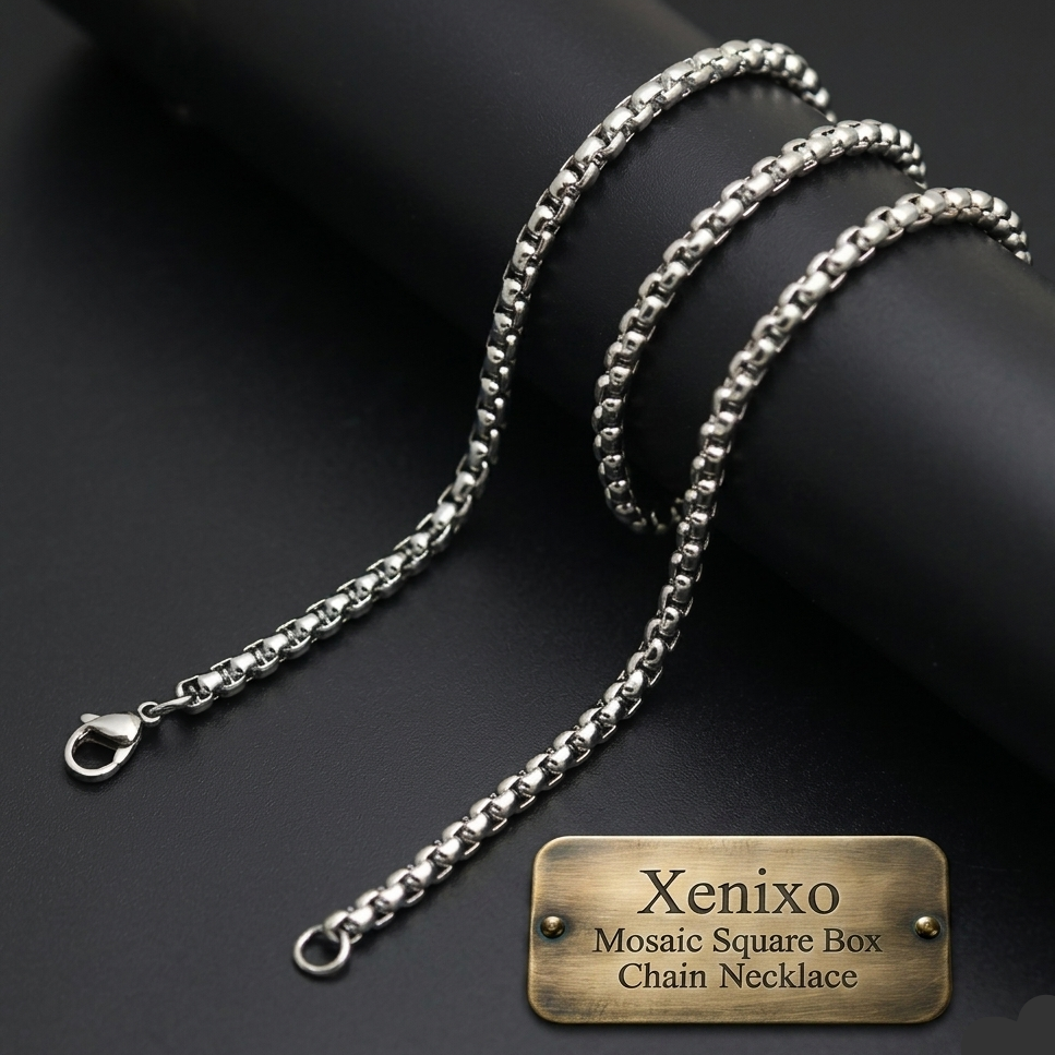 Xenixo Mosaic Square Box Chain Necklace